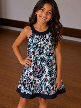 Girls Large Floral Patterned Dress